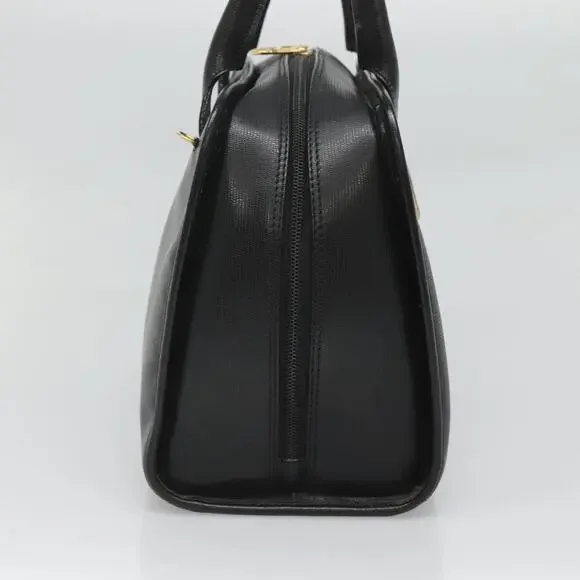 CELINE Hand Bag Leather Black Gold